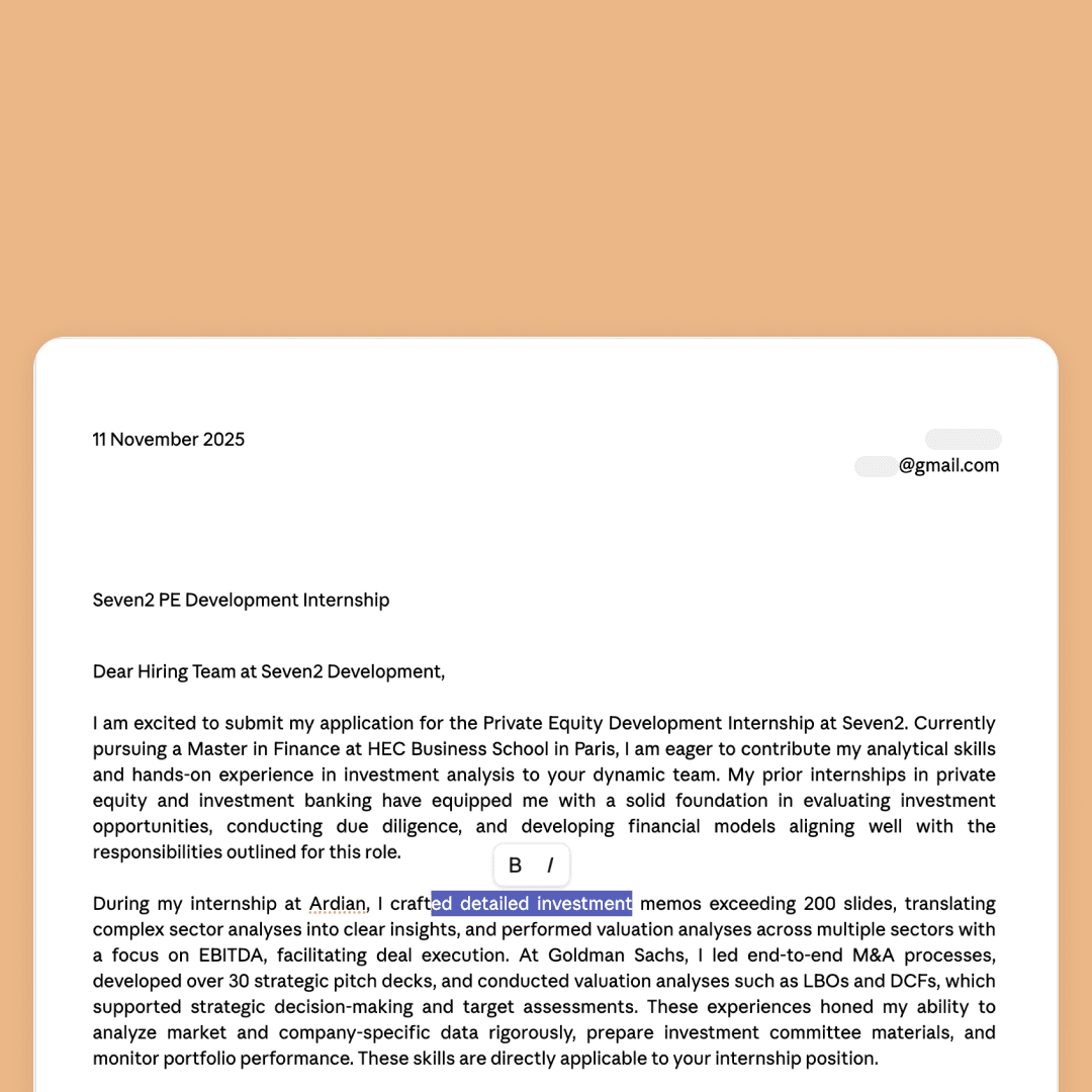 Generate tailored cover letters